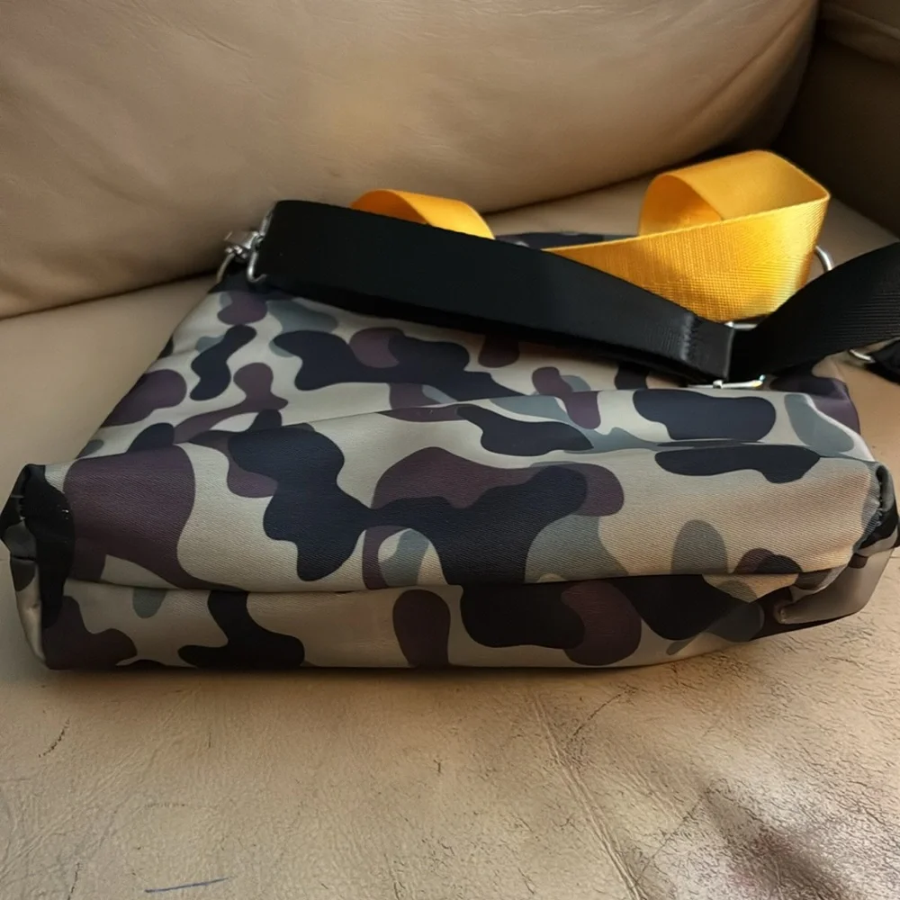 NWOT Camouflage Crossbody Bag with Yellow Handle